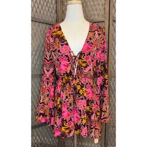 Gianni Bini Floral Flare Sleeve Romper sz S